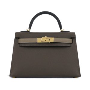 Hermès Kelly Sellier & Tricolor 20 Black 89, Ecorce  4C, Etoupe  18 Epsom 2024 W