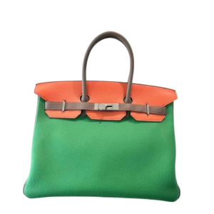 Hermès Birkin Tricolor 35 Bambou 1K, Etoupe  18, Orange H 93 Togo 2015 T