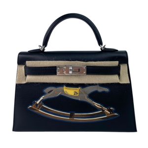 Hermès Kelly 2 Cheval de Bois 20 Black 89 Tadelakt 2024 W