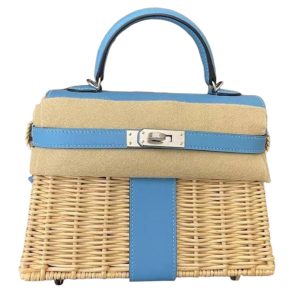 Hermès Kelly Picnic 20 Blue Du Nord P3 Swift, Wicker 2020 Y