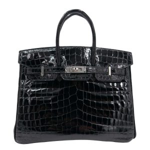 Hermès Birkin  25 Black 89 Niloticus Crocodile Shiny 2020 Y