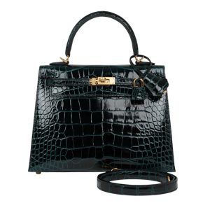 Hermès Kelly Sellier 25 Vert Rousseau V0 Alligator Shiny 2024 W
