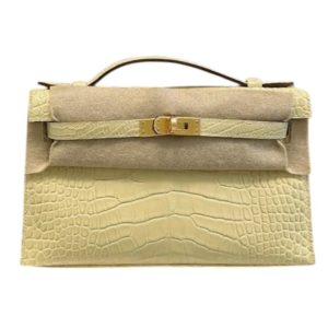 Hermès Kelly Pochette & Sellier Vanille Y1 Alligator Matt 2024 W