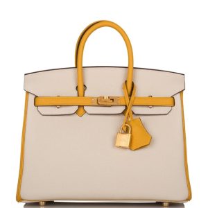 Hermès Birkin Bicolor & HSS 25 Craie  10, Jaune Ambre 9D Togo 2023 B