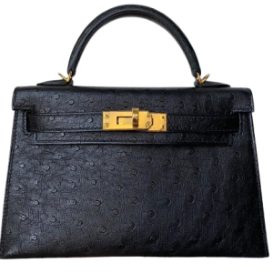 Hermès Kelly Sellier 20 Black 89 Ostrich 2024 W