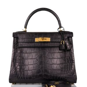 Hermès Kelly  28 Black 89 Alligator Matt 2020 D