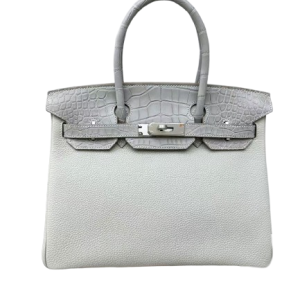 Hermès Birkin Touch 30 Gris Pale M4 Alligator Matt, Togo 2023 B/W