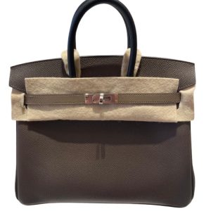Hermès Birkin Tricolor 25 Black 89, Ecorce  4C, Etoupe  18 Epsom 2024 W