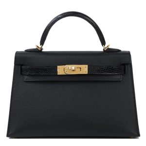 Hermès Kelly Touch & Sellier 20 Black 89 Madame, Lizard 2024 W