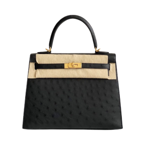 Hermès Kelly Sellier 25 Black 89 Ostrich 2021 Z