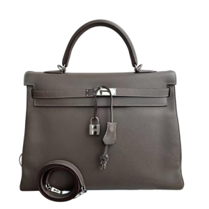 Hermès Kelly Verso 35 Blue Frida 0F, Gris Etain 8F Evercolor 2011