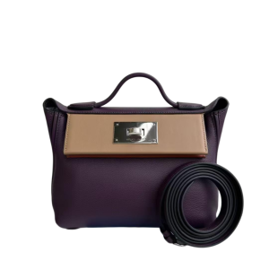 Hermès 24/24  Mini Brique 36, Cassis N5, Chai 0M Evercolor, Swift 2022 U