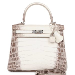 Hermès Kelly Himalaya 25 White 01 Niloticus Crocodile Matt 2023 U