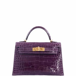 Hermès Kelly Sellier 20 Cassis N5 Alligator Shiny 2024 W