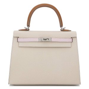 Hermès Kelly Sellier & Tricolor 25 Craie  10, Gold 37, Mauve Pale 09 Togo 2023 B