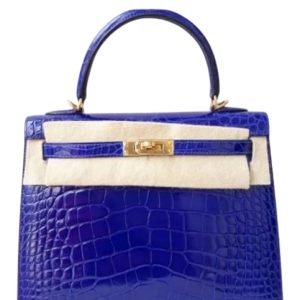 Hermès Kelly Sellier 25 Blue Electric 7T Alligator Shiny 2018 C