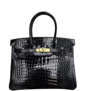 Hermès Birkin  30 Black 89 Porosus Crocodile Shiny 2016 X