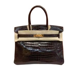 Hermès Birkin  30 Black 89 Porosus Crocodile Shiny 2015 T
