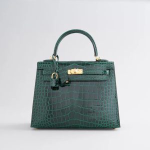Hermès Kelly Sellier 25 Vert Fonce 67 Alligator Shiny 2024 W