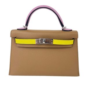 Hermès Kelly Sellier & Tricolor 20 Chai 0M, Lime 9R, Mauve Sylvestre X9 Epsom 2022 U
