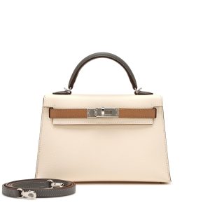 Hermès Kelly Sellier & Tricolor 20 Chai 0M, Gris Meyer 0L, Nata I2 Epsom 2022 U