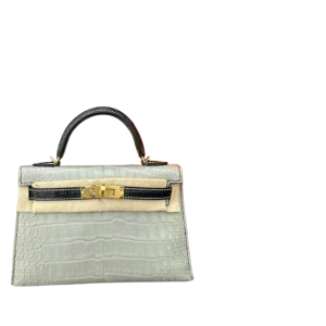 Hermès Kelly Bicolor & HSS & Sellier 20 Black 89, Gris Pale M4 Alligator Matt 2022 U