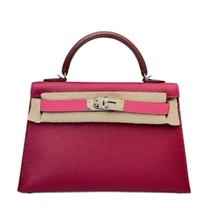 Hermès Kelly Sellier & Tricolor 20 Rose Azalee 8W, Rouge H 55, Rouge Ruby B5 Epsom 2024 W