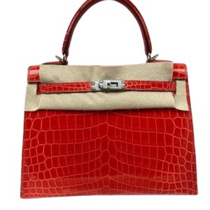 Hermès Kelly  25 Geranium D5 Alligator Shiny 2022 U