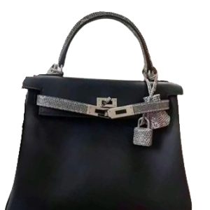 Hermès Kelly Touch 25 Black 89, Ombre 1B Lizard, Swift 2024 W