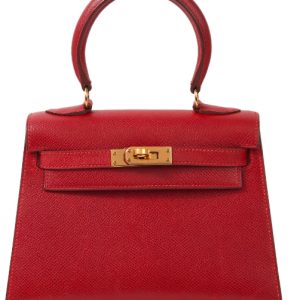 Hermès Kelly Sellier 20 Rouge Casaque Q5 Graine Couchevel 1995 Y