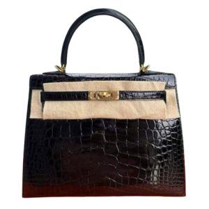 Hermès Kelly  25 Black 89 Niloticus Crocodile Shiny 2018 C