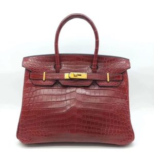 Hermès Birkin  30 Rouge H 55 Niloticus Crocodile Matt, Toile 2002 F