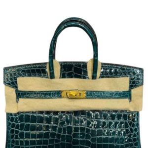 Hermès Birkin  25 Vert Cypres 6O Porosus Crocodile Shiny 2021 Z