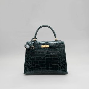 Hermès Kelly  25 Vert Cypres 6O Alligator Shiny 2022 U