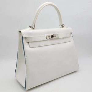 Hermès Kelly Sellier 28 Blanc Casse 12 Epsom 2005 J