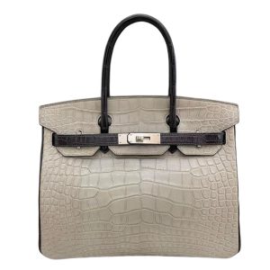 Hermès Birkin HSS & Bicolor 30 Gris Pearl 80, Prunoir 3W Porosus Crocodile Matt 2019 D