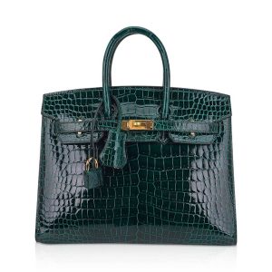 Hermès Birkin Sellier 25 Vert Fonce 67 Alligator Shiny 2024 W