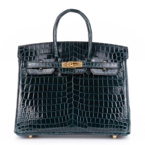 Hermès Birkin  25 Vert Rousseau V0 Niloticus Crocodile Shiny 2021 Z