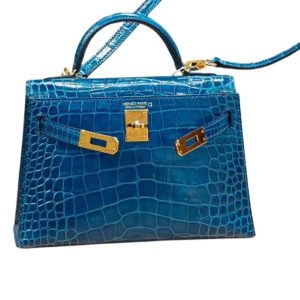 Hermès Kelly Sellier 20 Mykonos  7Q Niloticus Crocodile Shiny 2017 A