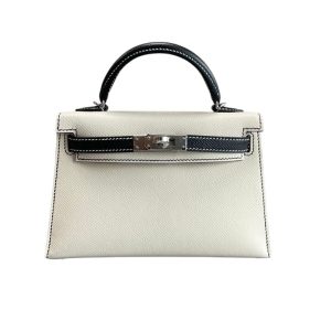 Hermès Kelly Sellier & Bicolor 20 Black 89, Craie  10 Epsom 2021 Z