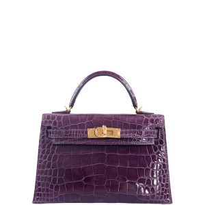 Hermès Kelly Sellier 20 Cassis N5 Alligator Shiny 2024 W