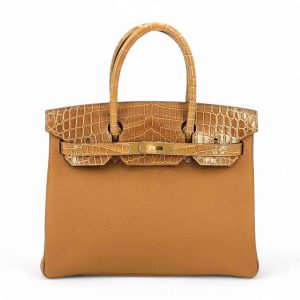 Hermès Birkin Touch 30 Tabec Camel 24 Togo, Niloticus Crocodile Matt 2021 Z