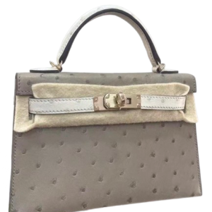 Hermès Kelly Bicolor 20 Beton 8L, Gris Tourterelle 81 Ostrich 2022 U