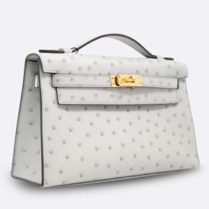 Hermès Kelly Pochette N/A Blue Glacier 8U Ostrich 2024 W