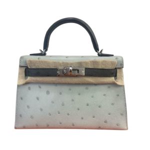 Hermès Kelly Bicolor 20 Graphite 88, Gris Pearl 80 Ostrich 2023 B