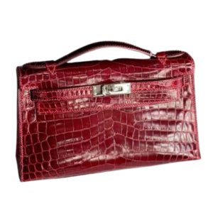 Hermès Kelly Pochette Bordeaux  57 Alligator Shiny 2008 L