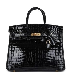 Hermès Birkin  25 Black 89 Niloticus Crocodile Shiny 2024 W