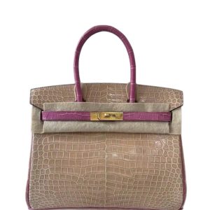 Hermès Birkin  30 Gris Tourterelle 81, Rose Indien 5N Alligator Matt 2012 P