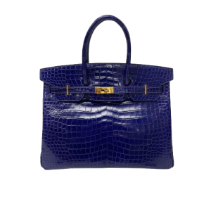 Hermès Birkin  35 Blue Electric 7T Porosus Crocodile Shiny 2015 T