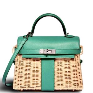 Hermès Kelly Picnic 20 Vert Menth 6W Osier, Swift 2023 B